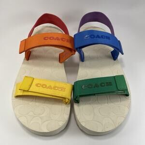Coach Rainbow Sports Sandals Mens Size 11 D Pride Logo Strappy Active Jacquard